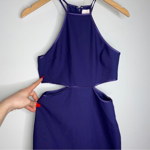 Cinq a Sept Dark Purple Halter Cutout Midi Dress - Picture 6 of 11